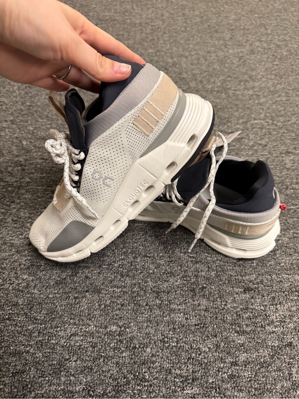 On Running Women's White, Gray & Navy Cloudrunning Athletic Shoes
